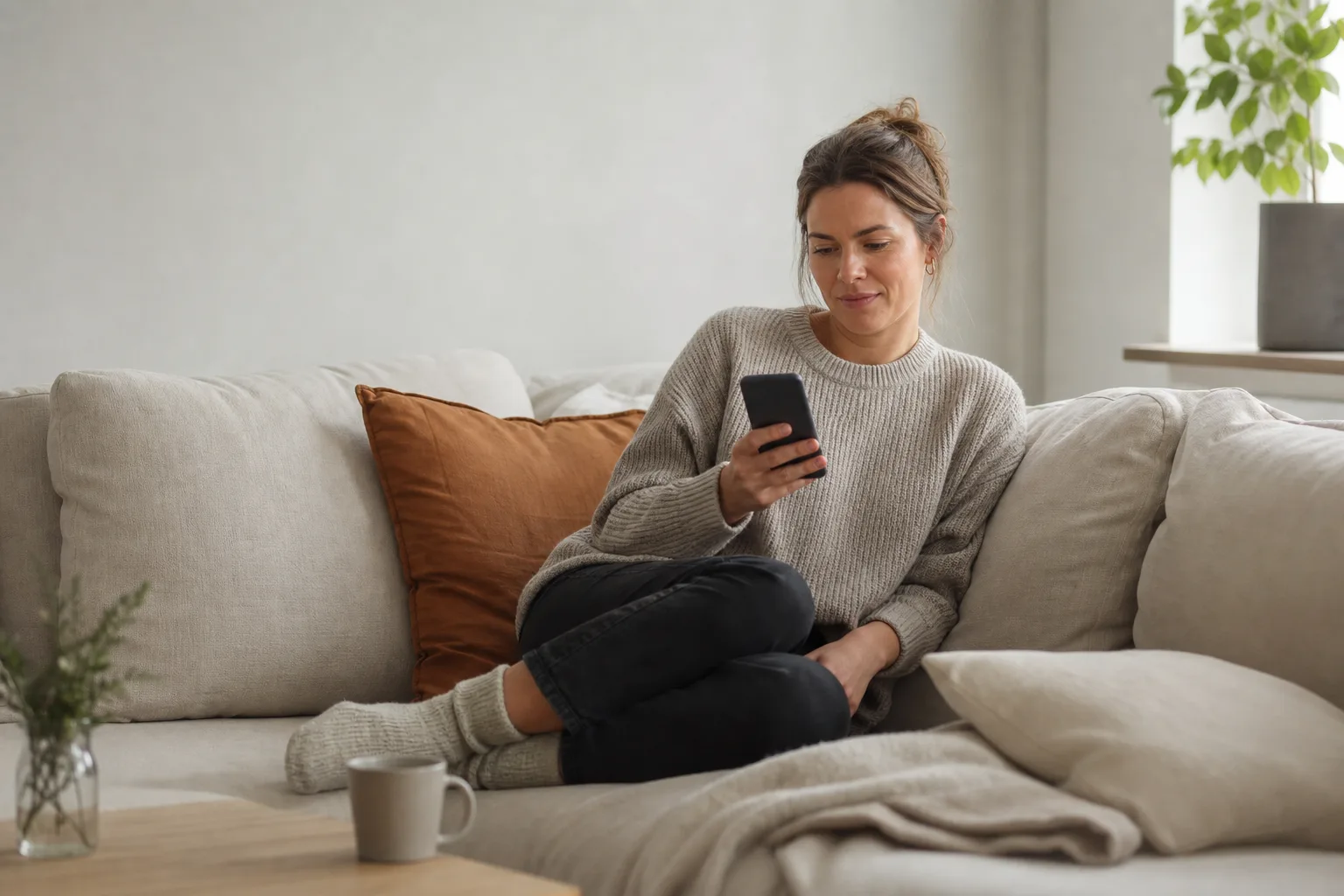 Person väljer rätt surfmängd på mobilen